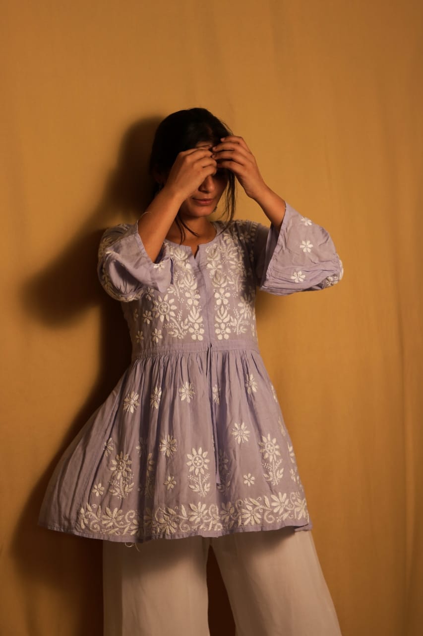 Chikankari Modal Gown