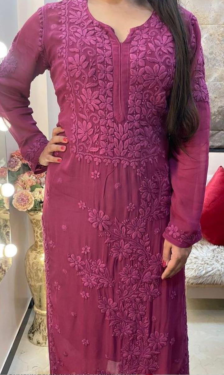 Chikankari Viscous Kurti